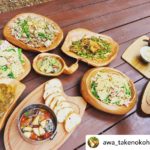 お外でタケノコ料理×杉のプレート